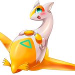  3_fingers blush cute dragon eruku feathers female feral green_eyes latias legendary_pok&eacute;mon nintendo open_mouth pok&eacute;mon shiny_pok&eacute;mon simple_background solo video_games white_background white_feathers yellow_feathers 