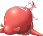  3_fingers blush dragon eruku eyes_closed feathers female feral latias legendary_pok&eacute;mon nintendo obese overweight pok&eacute;mon red_feathers simple_background solo video_games white_background white_feathers 