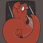  2016 aliasing anthro breast_squish breasts female lizard mirror nude pussy reptile scalie solo tongue trout_(artist) 