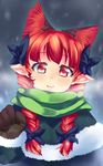  :3 animal_ears breath cat_ears highres kaenbyou_rin konata_gazel mittens red_eyes red_hair scarf solo touhou winter_clothes 