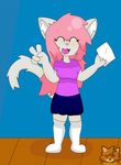  anthro artemis_tsukino cat chibi clothed clothing cute eyes_closed feline female fully_clothed fur hair happy long_hair mammal pink_hair smile solo standing toony unknown_artist white_fur 