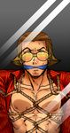  1boy abs bara character_request glasses gouzou_ban gyakuten_saiban gyakuten_saiban_5 male_focus muscle nipples pecs restrained rope solo 