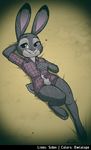  anthro bottomless clothed clothing disney female hi_res judy_hopps lagomorph long_ears looking_at_viewer mammal no_underwear owlalope pink_eyes rabbit siden smile solo tagme zootopia 
