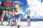  abe_kanari apron bird black_hair blue_eyes brown_hair china_moeka closed_eyes cloud day green_eyes happi hat high_school_fleet japanese_clothes kinesaki_akane kinesaki_homare kuroki_hiromi long_hair military military_hat military_vehicle misaki_akeno multiple_girls neckerchief ocean open_mouth pleated_skirt school_uniform seagull serafuku ship short_hair short_twintails skirt sky smile twintails warship watercraft yanagiwara_maron yokosuka_girls_marine_high_school_uniform 