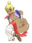  ;) anus ass blonde_hair blush breasts brown_eyes clitoris dark_nipples dark_skin highres large_breasts lying nipples on_side one_eye_closed pants_pull pointy_ears pussy sash shirt_lift short_hair smile solo spread_pussy sweat tetra the_legend_of_zelda the_legend_of_zelda:_the_wind_waker topknot twistedterra uncensored vest 