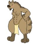  2016 aliasing anthro breasts clothing female fur gnoll hyena loincloth mammal nipples pussy solo tongue trout_(artist) 