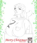  ! 2006 anthro big_beasts black_and_white black_eyes black_nose breasts cat christmas english_text eyebrows eyelashes feline female gabe hair holidays looking_at_viewer mammal millenia monochrome nipples nude one_eye_closed open_mouth raised_tail simple_background sketch solo text traditional_media_(artwork) watermark white_background white_sclera 