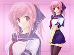  artist_request kirihara_mana miniskirt pink_eyes pink_hair school_uniform serafuku skirt solo temptation temptation_h thighhighs wallpaper zettai_ryouiki zoom_layer 