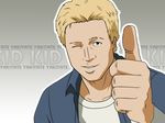  brad_kid male_focus solo thumbs_up vector_trace wallpaper yakitate!!_japan 