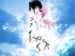  angel_and_devil angel_wings black_hair dress edited hug misha_(pita_ten) multiple_girls official_art pita_ten ribbon sakai_kyuuta shia_(pita_ten) third-party_edit unconscious wallpaper white_dress wings yuri 