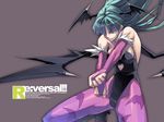  animal_print bat_print black_leotard demon_girl engrish head_wings highres leotard morrigan_aensland pantyhose print_legwear ranguage re:versal!! shingo_(missing_link) solo succubus vampire_(game) wallpaper wings 