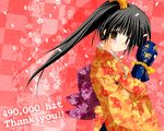  black_hair hits japanese_clothes long_sleeves original petals shinkichi_(usadama) solo wallpaper 