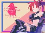  ankle_strap arm_support armpits bangle bangs beige_background belt belt_pouch bikini_top bird black_bikini_top black_choker black_gloves black_legwear black_skirt black_wings blush boots bracelet brick_wall choker closed_mouth copyright_name crossed_legs demon_girl demon_wings disgaea earrings elbow_gloves english etna flat_chest frame from_side gloves hair_tie happy harada_takehito jewelry light_smile looking_at_viewer makai_senki_disgaea mini_wings miniskirt multiple_belts navel o-ring o-ring_choker official_art parted_bangs pencil_skirt penguin pink_background pointy_ears pouch prinny red_eyes red_hair short_hair short_twintails silhouette sitting skirt skull skull_earrings slit_pupils smile solo stitches stomach thighhighs twintails two-tone_background typo wallpaper white_footwear white_skirt wings zettai_ryouiki 