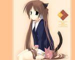  animal_ears arikawa_satoru cat_ears copyright_request long_sleeves pleated_skirt school_uniform skirt solo wallpaper 