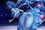  alien bent_over blue_eyes blue_hair blue_skin bra butt clothing clothing_lift darkereve female gem_(species) hair lapis_lazuli_(steven_universe) not_furry panties skirt skirt_lift solo steven_universe underwear 