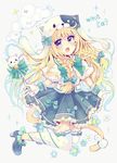  :o absurdres ahoge animal_ears animal_hood bangs bell blonde_hair blue_bow blue_footwear blue_skirt blush bow bow_legwear bowtie braid cat_ears cat_girl cat_hood cat_tail center_frills cloud eyebrows_visible_through_hair fang flower frilled_skirt frills gloves green_bow hair_between_eyes hair_bow hair_ornament hairclip hairpin high_heels highres holding holding_wand hood jingle_bell leg_ribbon long_hair looking_at_viewer md5_mismatch open_mouth original outstretched_arms ribbon sakura_oriko shirt shoe_bow shoes short_sleeves skirt smile solo sparkle tail thighhighs twin_braids very_long_hair wand white_gloves white_legwear white_shirt 