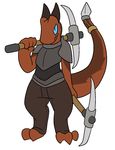  2016 aliasing ambiguous_gender anthro armor blue_eyes clothed clothing digital_media_(artwork) kobold pickaxe reptile scalie solo trout_(artist) 