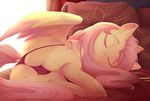  absurd_res bed blush butt clothing cutie_mark digital_media_(artwork) equine evehly eyes_closed feathered_wings feathers female fluttershy_(mlp) friendship_is_magic fur hair hi_res inside long_hair lying mammal my_little_pony on_bed on_side pegasus pink_hair sleeping smile solo underwear wings yellow_fur 