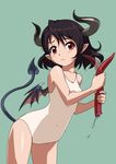  bad_id bad_pixiv_id bat_wings black_hair demon_girl demon_tail demon_wings horns one-piece_swimsuit original pointy_ears red_eyes rohitsuka short_hair solo standing swimsuit tail wings 