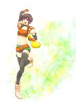  1girl belt black_hair breasts choker elbow_gloves gloves midriff navel open_mouth purple_eyes rutee_katrea shoes short_hair short_shorts shorts tales_of_(series) tales_of_destiny thighhighs 