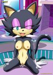  2016 areola bbmbbf black_fur breasts cat clitoris clothing cum cum_on_ground fan_character fangs feline female fireplace fur gloves horny mammal mobius_unleashed nipples one_eye_closed palcomix palcomix_vip pussy pussy_juice raised_tail rug sonic_(series) window 