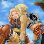  1boy 1girl asia_airport blonde_hair final_fantasy final_fantasy_xii penelo square_enix vaan vest 