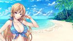  1girl bikini blonde_hair breasts cleavage large_breasts nakiri_erina purple_eyes shokugeki_no_souma 