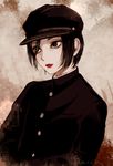  1boy androgynous black_eyes black_hair buttons eyelashes gakuran hat jaibo_(litchi_hikari_club) litchi_hikari_club male_focus maruino school_uniform solo uniform 