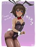  akycoo animal_ears black_hair bow bowtie bunny_ears bunny_tail bunnysuit dark_skin detached_collar happy_birthday muvluv muvluv_alternative muvluv_total_eclipse pantyhose purple_eyes short_hair solo tail tarisa_manandal thighband_pantyhose wrist_cuffs 