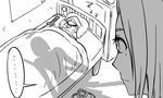  1boy 1girl admiral_(kantai_collection) bed comic greyscale kantai_collection katana matsuda_chiyohiko mole mole_under_eye monochrome nose_bubble revision shadow shoes_removed sleeping spoken_ellipsis sword tatsuta_(kantai_collection) tonda under_covers weapon zzz 