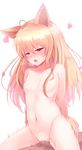  1girl absurdres animal_ears bad_id bad_pixiv_id blonde_hair blush breasts breath elin_(tera) girl_on_top heart hetero highres long_hair nipples nude penis pussy red_eyes septet_(zrca_janne) sex simple_background small_breasts solo_focus tera_online vaginal white_background 