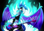  2016 amarcato anthro clothing dragon electric_guitar fangs female fire friendship_is_magic guitar horn musical_instrument my_little_pony piercing princess_ember_(mlp) scalie solo wings 