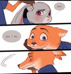  anthro blush canine comic cute dialogue disney duo english_text female fox fur green_eyes grey_fur judy_hopps lagomorph loli武士_(artist) long_ears male mammal nick_wilde orange_fur purple_eyes rabbit shy smile text zootopia 