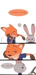  anthro canine clothing comic dialogue disney duo english_text female fox fur green_eyes grey_fur judy_hopps lagomorph loli武士_(artist) long_ears male mammal nick_wilde orange_fur police_uniform purple_eyes rabbit simple_background text uniform zootopia 