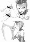  1girl blue_rose_(tiger_&amp;_bunny) breasts censored fat_man fellatio large_breasts licking lips lipstick makeup monochrome tetsuo_(tetuo1129) tiger_&amp;_bunny tongue tongue_out 