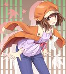  bakemonogatari brown_eyes brown_hair commentary highres jacket_on_shoulders looking_at_viewer monogatari_(series) sengoku_nadeko short_hair solo superpig 