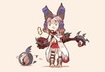  animal_ears brown_hair chibi ganesagi gloves original weapon 