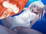  bare_shoulders blonde_hair blue_eyes censored cum cum_in_pussy cum_inside dark_skin erect_nipples futaba_lili_ramses open_mouth ribbon swimsuit tentacle_and_witches x-ray 