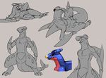 animal_genitalia anthro erection flookz front_view garchomp genital_slit humanoid_penis long_neck looking_away low-angle_view lying male multiple_images nintendo on_back on_side open_mouth opencanvas penis pinup pok&eacute;mon pose scalie side_view slit solo spot_color standing video_games 