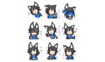  animal_ears black_hair chibi foxgirl ganesagi nanako_(ganesagi) original scarf white yellow_eyes 