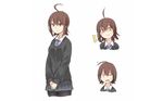  ahoge brown_eyes brown_hair ganesagi original seifuku white 