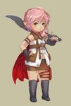  artist_request cosplay final_fantasy_xiv fingerless_gloves gloves green_eyes lalafell looking_at_viewer pointy_ears sword 