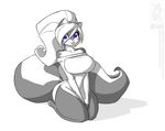  anthro big_breasts blue_eyes bottomless breasts chloe_sinclaire clothed clothing conditional_dnp female fluffy fluffy_tail fur grey_fur hair huge_breasts jollyjack lips long_hair mammal skunk smile solo white_fur white_hair wide_hips 
