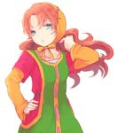  blue_eyes curly_hair dragon_quest dragon_quest_vii dress hirochihiro long_hair maribel_(dq7) red_hair ribbon solo 