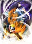  1girl aura blue_eyes earth hyuuga_hinata jas_(kda10457) lavender_eyes looking_at_viewer naruto:_the_last naruto_(series) planet purple_hair rasengan scarf space uzumaki_naruto 