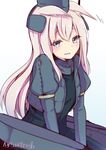  blonde_hair blue_eyes garrison_cap hair_ears hat kantai_collection long_hair open_mouth solo suishin_tenra u-511_(kantai_collection) uniform 