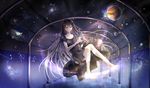  barefoot black_eyes black_hair cage dress karo_karo long_hair original planet stars 