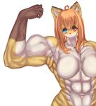  breasts fox furry heterocromia long_hair muscular_female orange_hair 