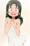  blush breasts covering embarrassed green_eyes green_hair hair_down looking_at_viewer manji_(tenketsu) midorikawa_nao nude_cover open_mouth precure small_breasts smile_precure! solo towel white_towel 