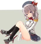  blue_eyes hat kantai_collection kashima_(kantai_collection) ogadenmon silver_hair skirt smile solo twintails uniform wavy_hair 